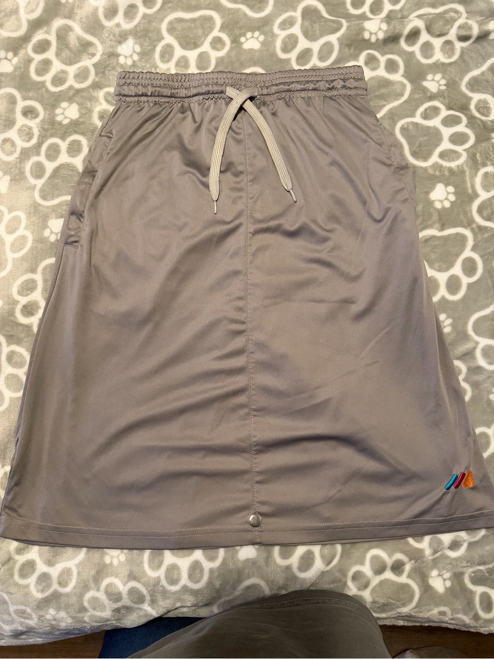 Gray Drawstring MOD Sportswear Athletic Skirt with Pocket